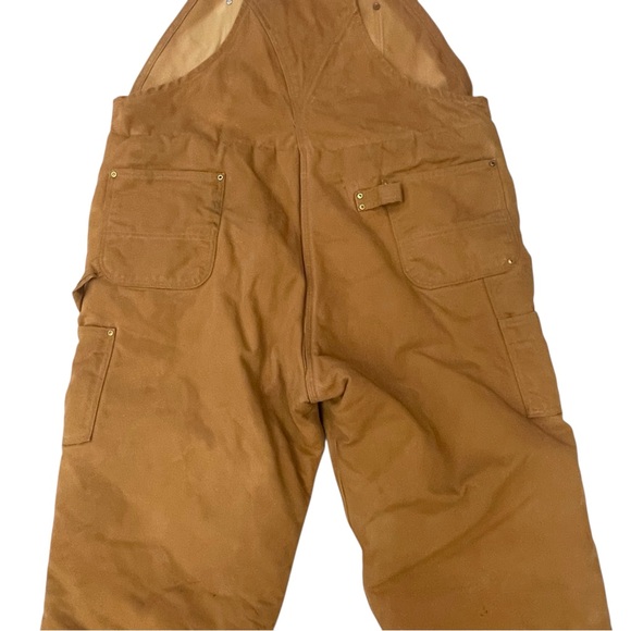 Carhartt Bib Overalls R06 Mens Brown Quilt Lined Duck Canvas  46x32 Workwear - Picture 8 of 16